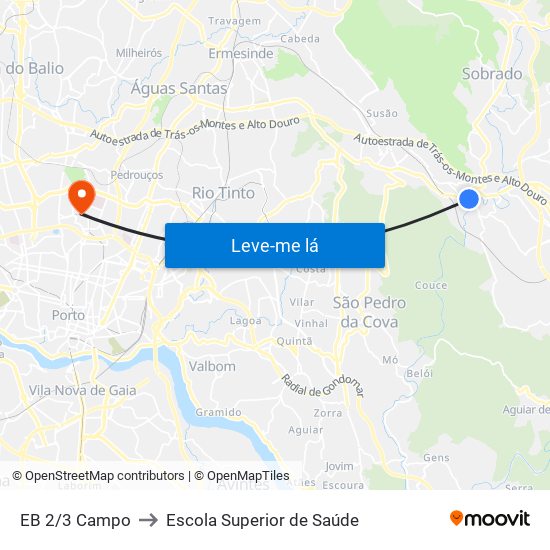 EB 2/3 Campo to Escola Superior de Saúde map