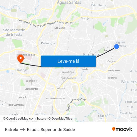 Estrela to Escola Superior de Saúde map