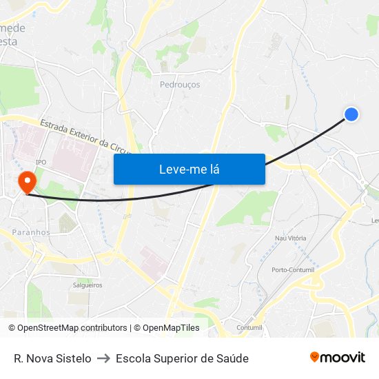 R. Nova Sistelo to Escola Superior de Saúde map