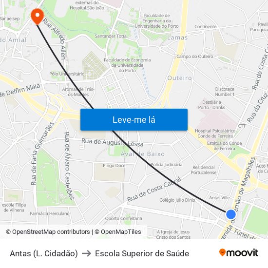 Antas (L. Cidadão) to Escola Superior de Saúde map