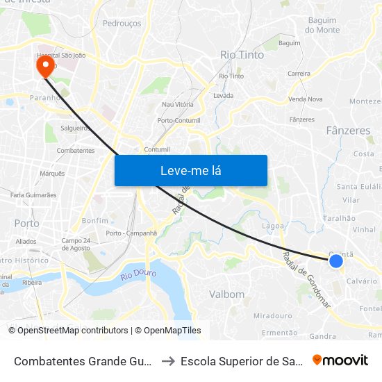 Combatentes Grande Guerra to Escola Superior de Saúde map