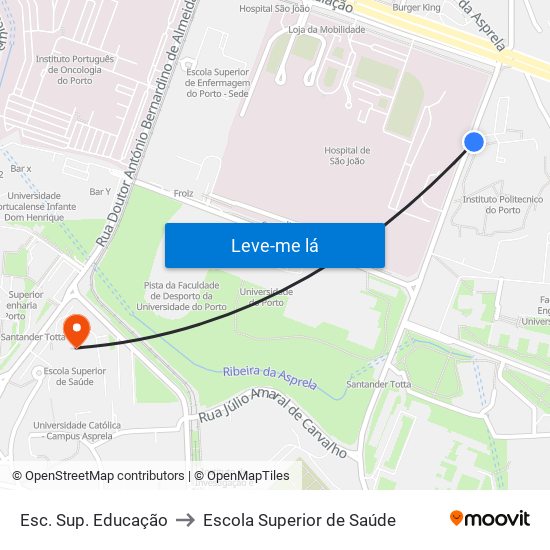 Esc. Sup. Educação to Escola Superior de Saúde map