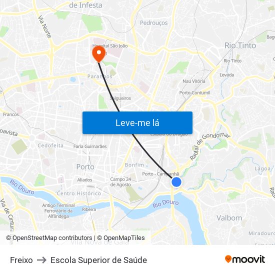 Freixo to Escola Superior de Saúde map