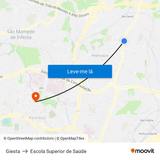 Giesta to Escola Superior de Saúde map