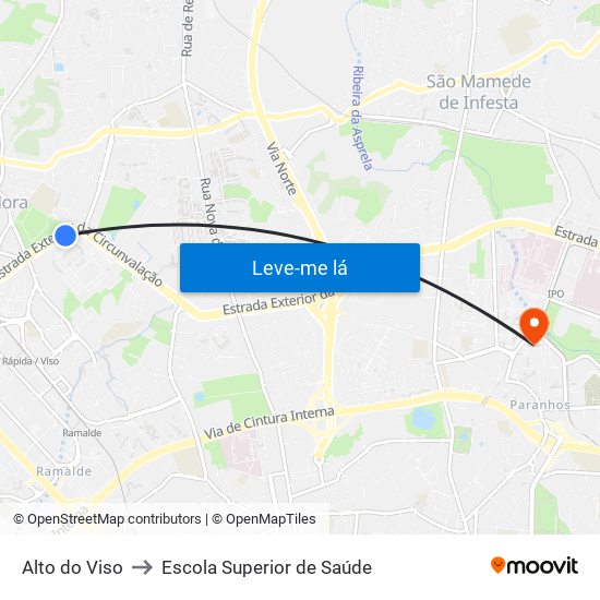 Alto do Viso to Escola Superior de Saúde map