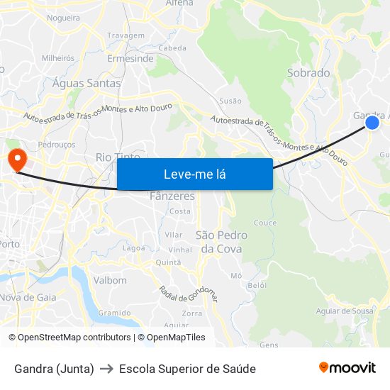 Gandra (Junta) to Escola Superior de Saúde map