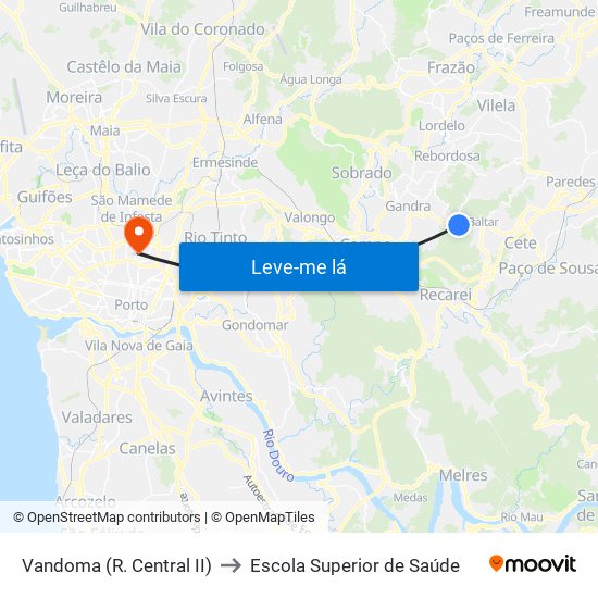 Vandoma (R.Central II) to Escola Superior de Saúde map