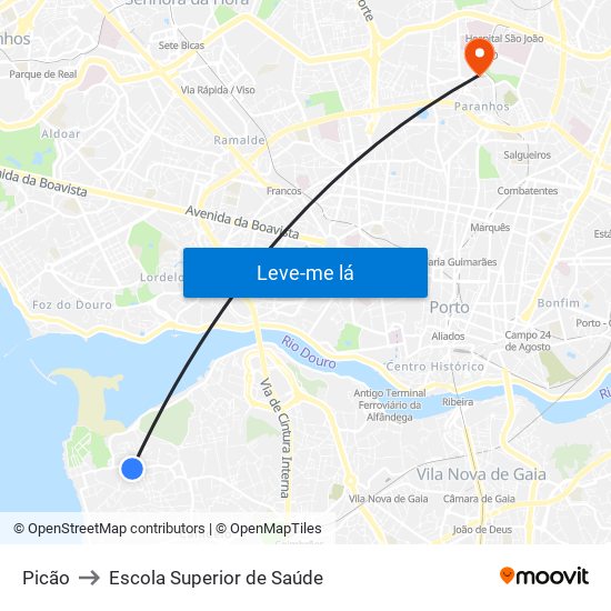 Picão to Escola Superior de Saúde map