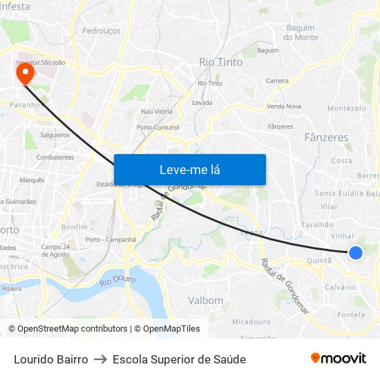 Lourido Bairro to Escola Superior de Saúde map