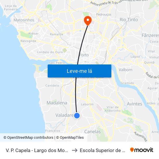V. P. Capela - Largo dos Monteiros to Escola Superior de Saúde map