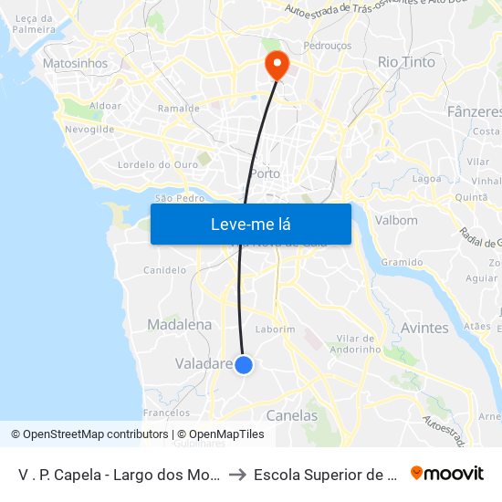 V . P. Capela - Largo dos Monteiros to Escola Superior de Saúde map