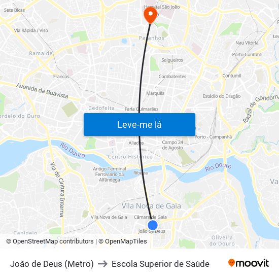 João de Deus (Metro) to Escola Superior de Saúde map