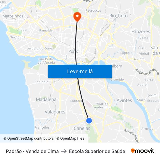 Padrão - Venda de Cima to Escola Superior de Saúde map