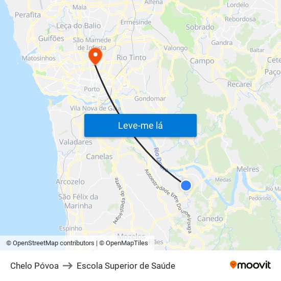 Chelo Póvoa (Lever) to Escola Superior de Saúde map