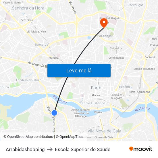 Arrábidashopping to Escola Superior de Saúde map