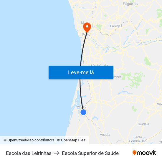 Escola das Leirinhas to Escola Superior de Saúde map