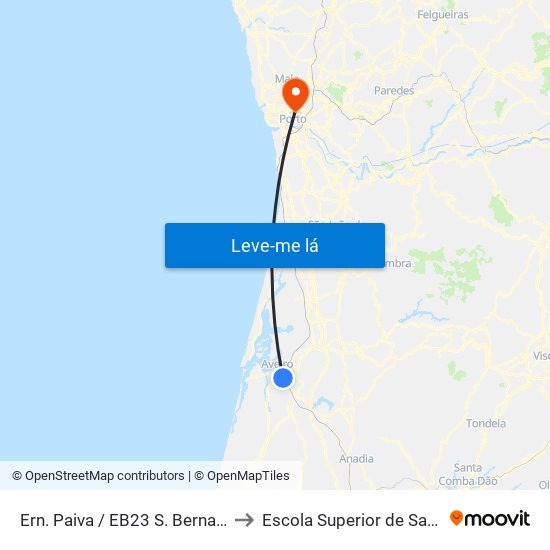 Ern. Paiva / EB23 S. Bernardo to Escola Superior de Saúde map