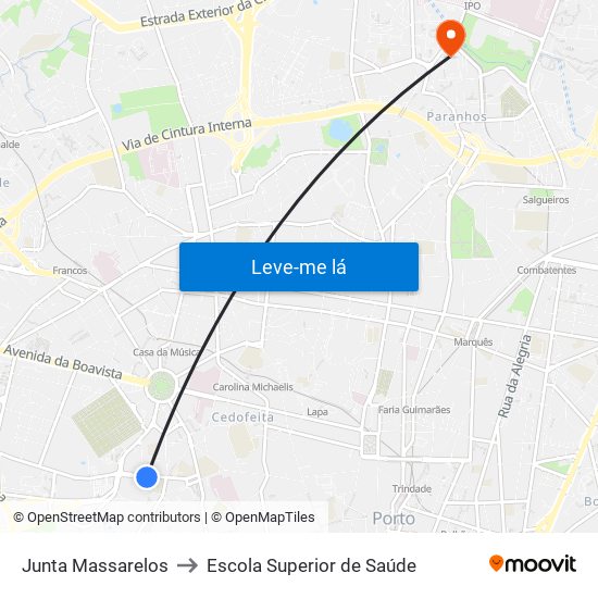 Junta Massarelos to Escola Superior de Saúde map