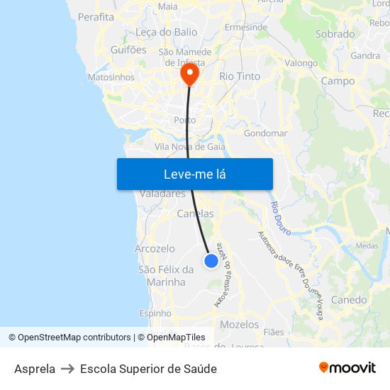 Asprela to Escola Superior de Saúde map