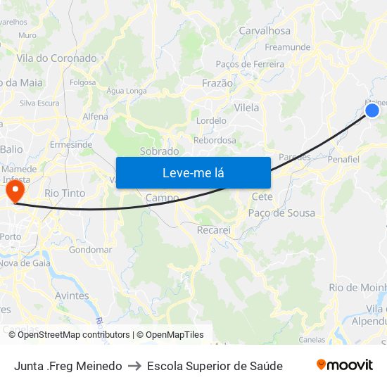 Junta .Freg Meinedo to Escola Superior de Saúde map