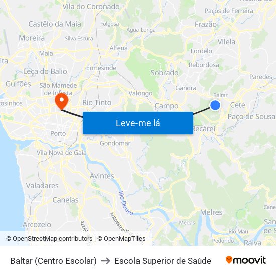 Baltar (Centro Escolar) to Escola Superior de Saúde map