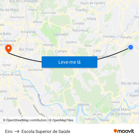 Eiro to Escola Superior de Saúde map