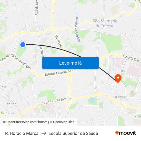 R. Horácio Marçal to Escola Superior de Saúde map