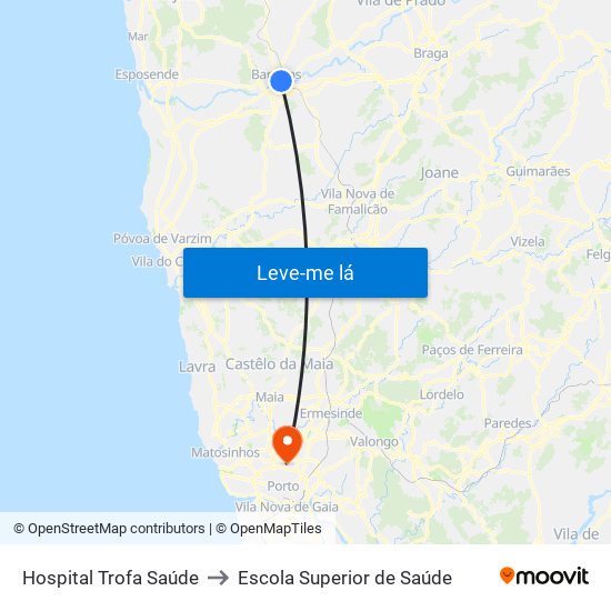 Hospital Trofa Saúde to Escola Superior de Saúde map