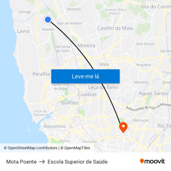 Mota Poente to Escola Superior de Saúde map