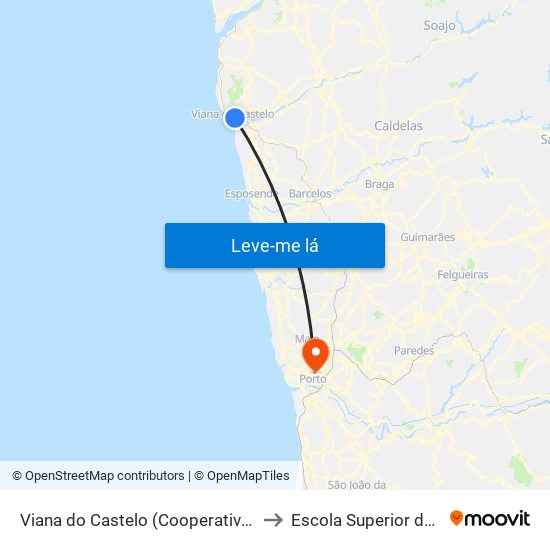 Viana do Castelo (Cooperativa Agrícola) to Escola Superior de Saúde map