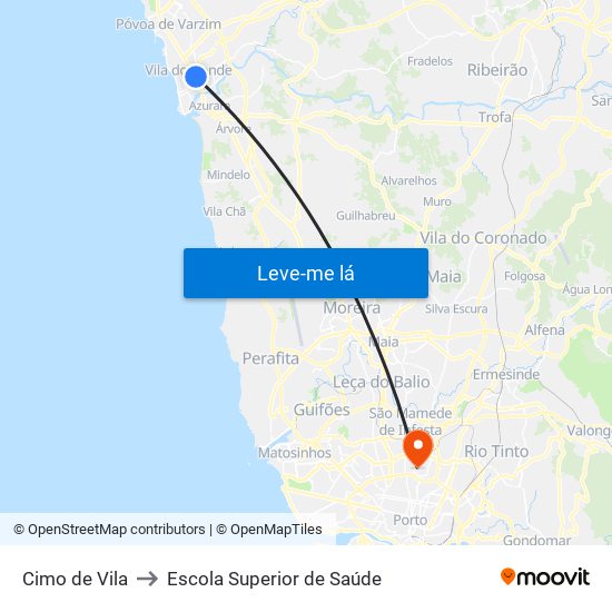 Cimo de Vila to Escola Superior de Saúde map