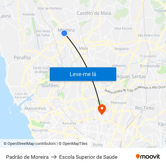 Padrão de Moreira to Escola Superior de Saúde map