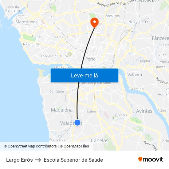 Largo Eirós to Escola Superior de Saúde map