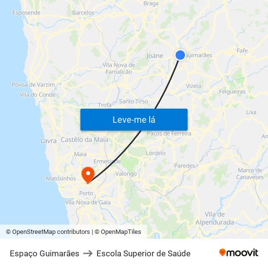 Espaço Guimarães to Escola Superior de Saúde map