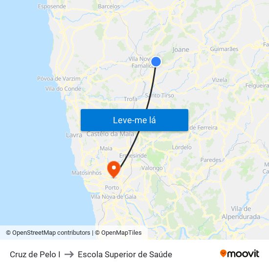 Cruz de Pelo I to Escola Superior de Saúde map