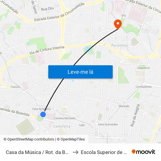 Casa da Música / Rot. da Boavista to Escola Superior de Saúde map