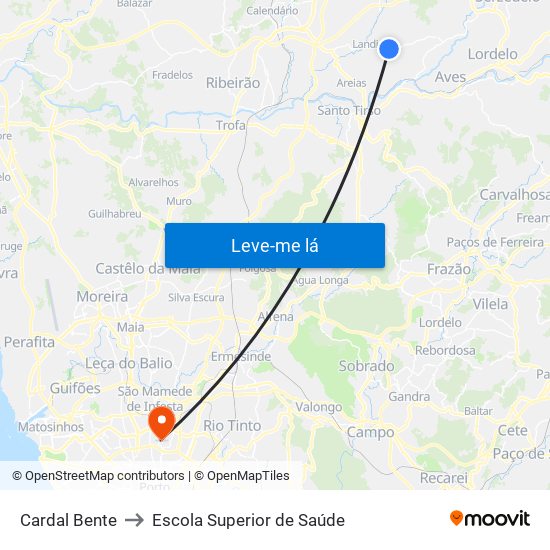 Cardal - Bente to Escola Superior de Saúde map