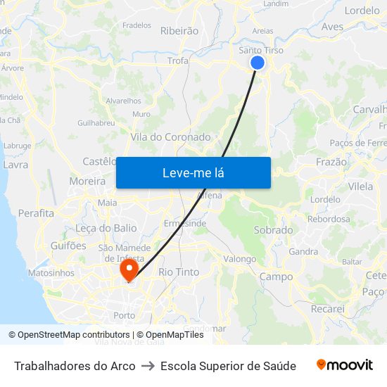 Trabalhadores do Arco to Escola Superior de Saúde map