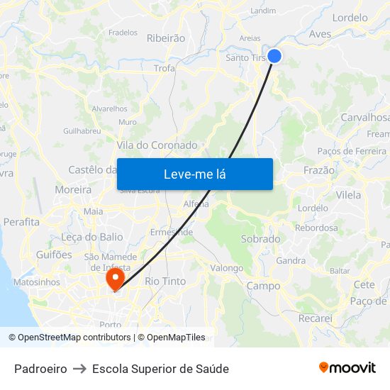 Padroeiro to Escola Superior de Saúde map