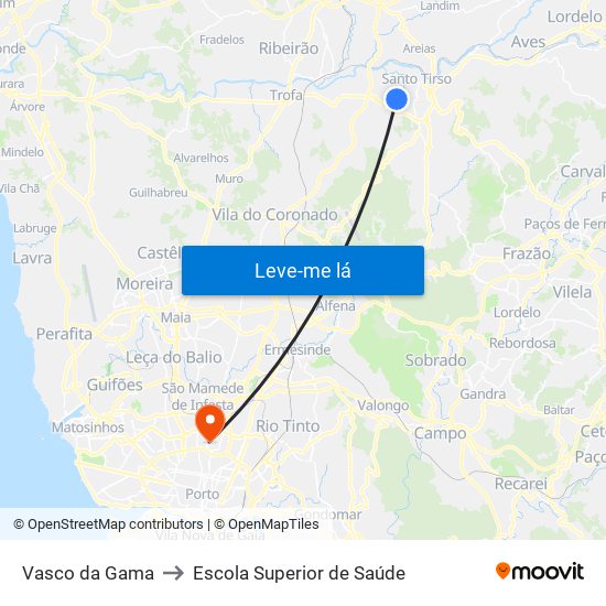 Vasco da Gama to Escola Superior de Saúde map