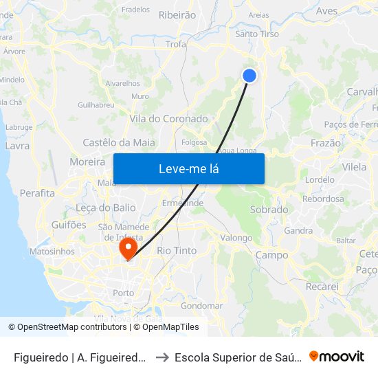 Figueiredo | A. Figueiredo 4 to Escola Superior de Saúde map