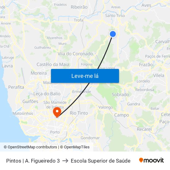 Pintos | A. Figueiredo 3 to Escola Superior de Saúde map