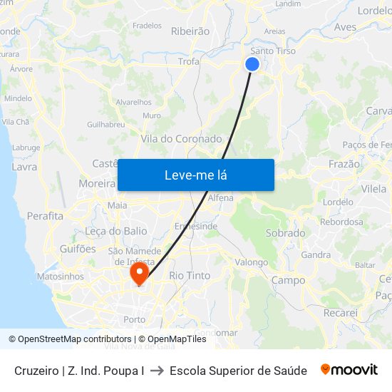 Cruzeiro | Z. Ind. Poupa I to Escola Superior de Saúde map