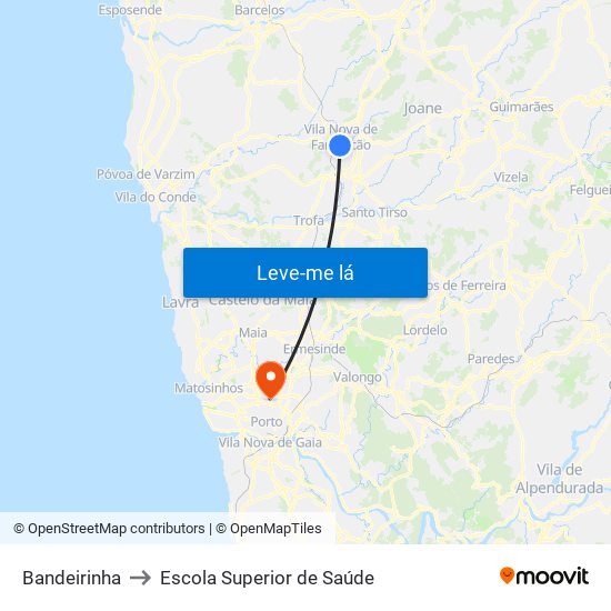 Bandeirinha to Escola Superior de Saúde map