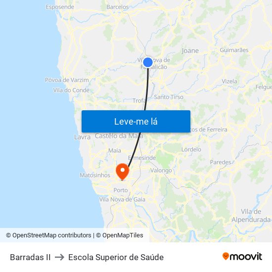 Barradas II to Escola Superior de Saúde map