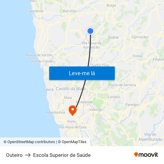 Outeiro to Escola Superior de Saúde map