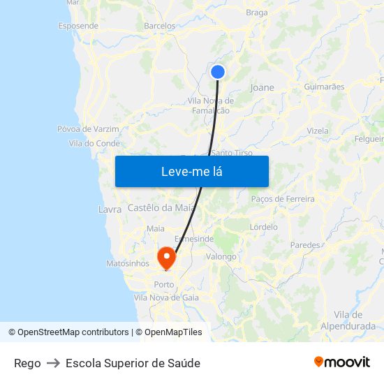 Rego to Escola Superior de Saúde map