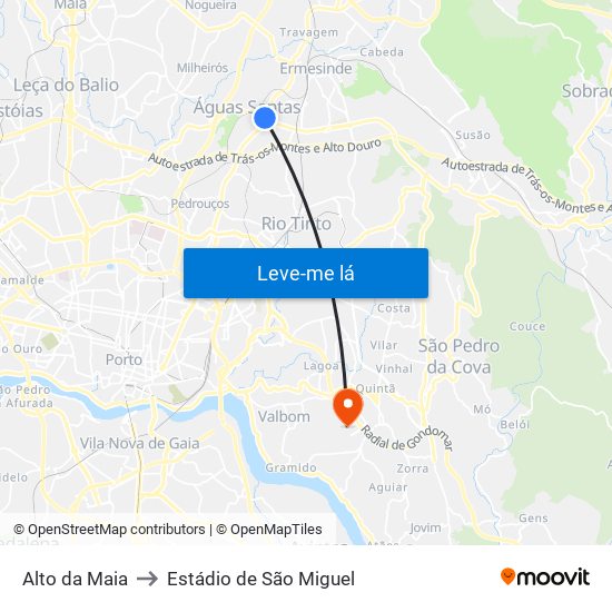 Alto da Maia to Estádio de São Miguel map