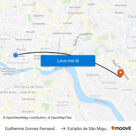 Guilherme Gomes Fernandes to Estádio de São Miguel map