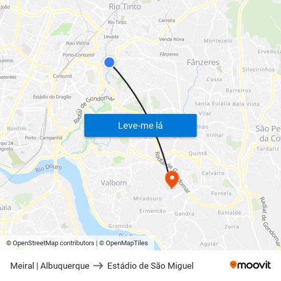 Meiral | Albuquerque to Estádio de São Miguel map